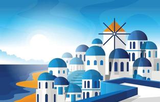 santorini grecia griego verano mar egeo vacaciones viajes turismo ver vector