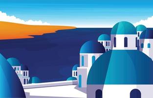 Santorini Greece Greek Summer Aegean Sea Vacation Travel Tourism View vector