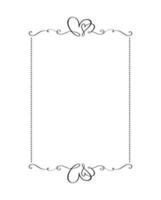 Calligraphy rectangular vector ornamental frame with heart. Valentine Day decorative ornament for decoration, design of wedding invitation, love romantic greeting card