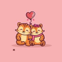 Valentine animal couple cute animal cartoon vector