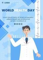 World Health Day Flyer Template Flat Healthcare Illustration Editable of Square Background Suitable for Social Media or Campaign vector