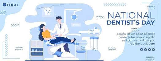 Dentist Day Cover Template Flat Dental Design Illustration Editable of Square Background Suitable for Social media or Web Internet Ads vector