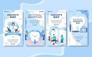 Dentist Day Stories Template Flat Dental Design Illustration Editable of Square Background Suitable for Social media or Web Internet Ads vector