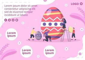 feliz día de pascua plantilla de folleto ilustración plana editable de fondo cuadrado adecuado para redes sociales, tarjetas de felicitación o anuncios web vector