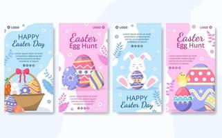 Happy Easter Day Stories Template Flat Illustration Editable of Square Background Suitable for Social Media, Greeting Card or Web Ads vector