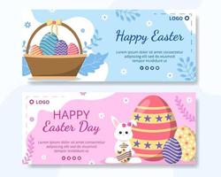 Happy Easter Day Banner Template Flat Illustration Editable of Square Background Suitable for Social Media, Greeting Card or Web Ads vector