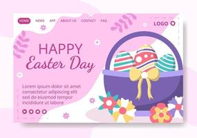 Happy Easter Day Landing Page Template Flat Illustration Editable of Square Background Suitable for Social Media, Greeting Card or Web Ads vector