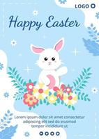 Happy Easter Day Flyer Template Flat Illustration Editable of Square Background Suitable for Social Media, Greeting Card or Web Ads