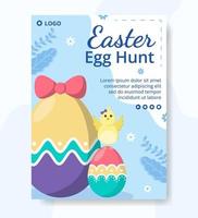 Happy Easter Day Poster Template Flat Illustration Editable of Square Background Suitable for Social Media, Greeting Card or Web Ads vector