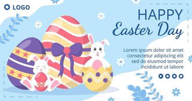 Happy Easter Day Post Template Flat Illustration Editable of Square Background Suitable for Social Media, Greeting Card or Web Ads vector