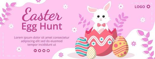 Happy Easter Day Cover Template Flat Illustration Editable of Square Background Suitable for Social Media, Greeting Card or Web Ads vector