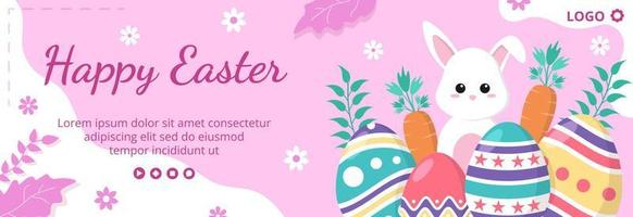 Happy Easter Day Cover Template Flat Illustration Editable of Square Background Suitable for Social Media, Greeting Card or Web Ads vector