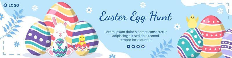 Happy Easter Day Banner Template Flat Illustration Editable of Square Background Suitable for Social Media, Greeting Card or Web Ads vector