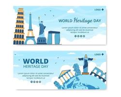 World Heritage Day Banner Template Flat Design Illustration Editable of Square Background Suitable for Social Media, Greeting Card and Web Ads vector