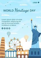 World Heritage Day Flyer Template Flat Design Illustration Editable of Square Background Suitable for Social Media, Greeting Card and Web Ads vector