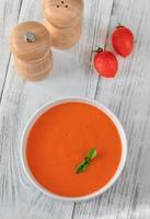 Tomato soup flat lay photo