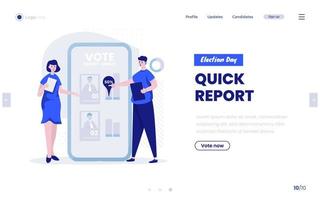 Vote survey quick report concept on landing page design vector