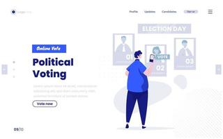 Political voting with online vote concept on landing page design vector