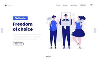 Freedom of choice for election day concept on landing page design vector