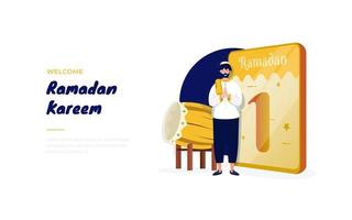 Islamic design welcome Ramadan Kareem greetings post vector