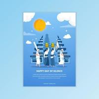 Religious ceremony parade for day of silence in Bali on poster design vector