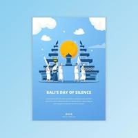 Balinese religious ceremony flat design on poster template vector