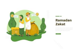 Inviting Muslims to pay zakat in Ramadan month vector