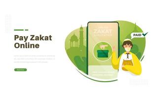 Pay Ramadan Zakat online concept vector