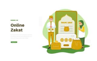 concepto de pago de ramadan zakat en línea vector
