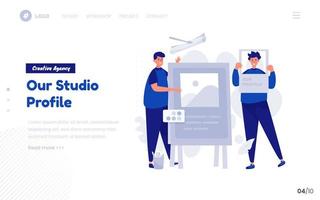 Our business profile concept for about us website or landing page vector