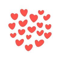 red hearts of love for decorating Valentine's cards vector