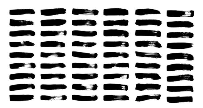 conjunto de trazos de pincel. pinceles con tinta negra para crear texturas difusas. vector