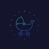 baby carriage icon, linear vector