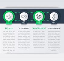 Startup infographic design elements, 1, 2, 3, 4 steps, timeline, business infographics template, vector illustration