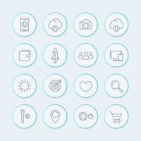 Thin line web icons, basic interface line icons for websites and mobile app, vector illustration