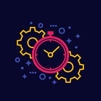 icono de productividad con temporizador y engranajes vector
