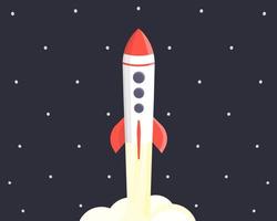 Rocket vector illustration, rocket in space, startup, project launch concept, vector illustration