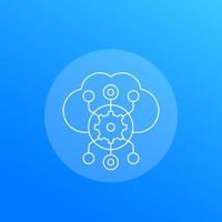 Cloud service settings linear icon vector
