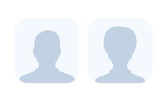 Default avatars, photo placeholders, profile pictures, male and female vector