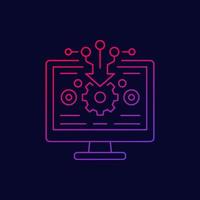 data processing icon, linear design vector