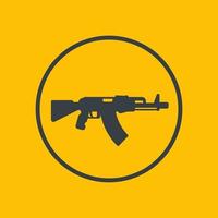 automatic gun icon in circle, russian assault rifle, firearm vector