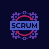 Scrum process, development methodology vector icon on dark