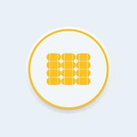 Solar panel icon, solar energy sign, solar panel round icon, vector illustration