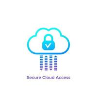 Secure cloud access, safe, protected hosting vector icon