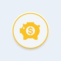 moneybox icon, savings pictogram, money box pig, piggy bank, income, banking, savings round icon, vector illustration