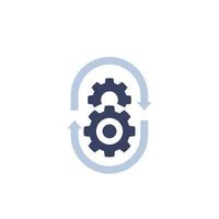 production cycle icon with cogwheels and arrows vector