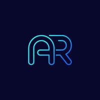 AR letters logo, linear vector design