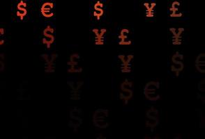 Dark red vector template with EUR, USD, GBP, JPY.