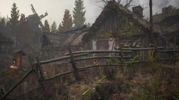 Russian old village on the edge of the forest is destroyed video