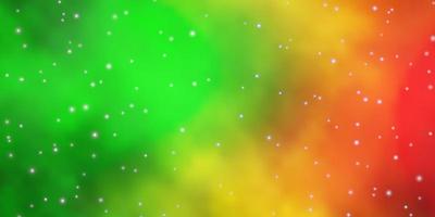 Dark Green, Yellow vector background with small and big stars.